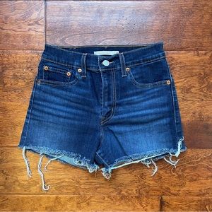 Dark wash high waisted denim jean shorts